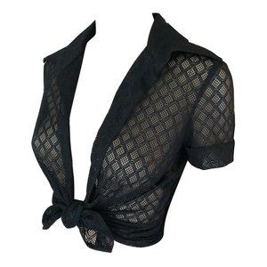 Ritmo Di Perla | Women’s Vintage Lingerie Crop Top | 44 | Navy